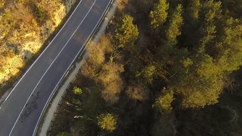 Top view Drone on the mountain street Stock Footage 71576757