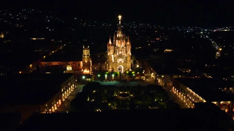 Top view drone to san Miguel de allende streets and town, Stock Footage 217380412