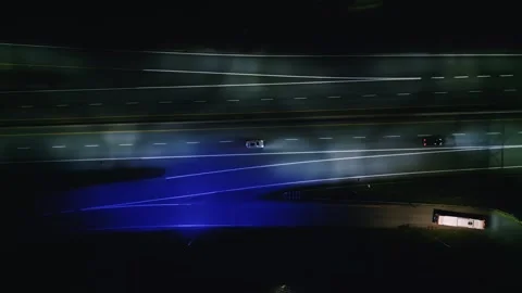 Top View drone shot freeway with traffic at night. Canada, Dartmouth Stock Footage 254716138