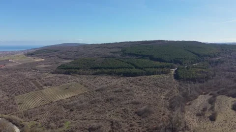 Top View Drone Shot Of Rural Landscape With Road And Hills Vídeo Stock 330768908