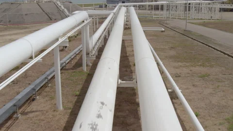 Top View Drone Tracking Shot of a Twin LNG Gas Pipeline Vídeo Stock 138238356