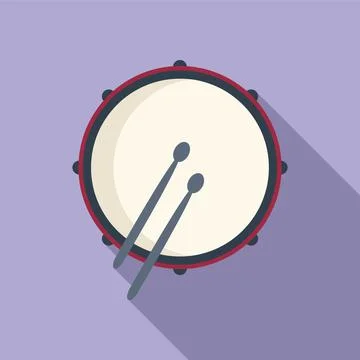 Top view drum icon flat vector. Music kit Illustrazione stock
