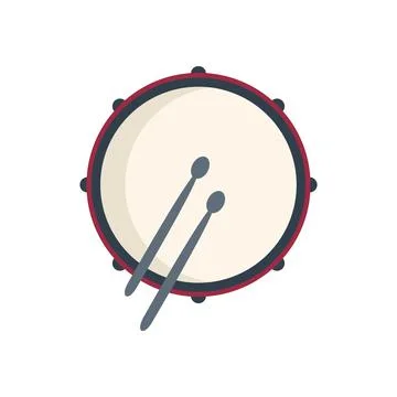 Top view drum icon flat vector. Music kit Stock Illustration