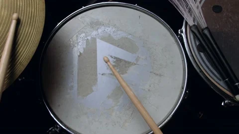 Top view drummer playing at drums. Close up shot. Stock Footage 140682277
