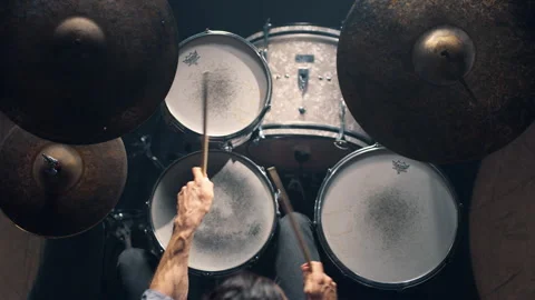 Top View At Drummer Playing Drums Stock Footage 263959601