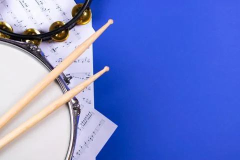 Top view of drumming equipment. Stock Photos