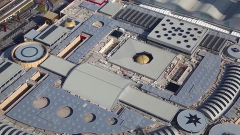 Top view on Dubai Mall and roadway in Dubai, United Arab Emirates Stock Footage