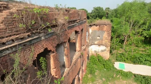 Top view of Dubolhati Rajbari which is built beside jungle Stock Footage 296729123