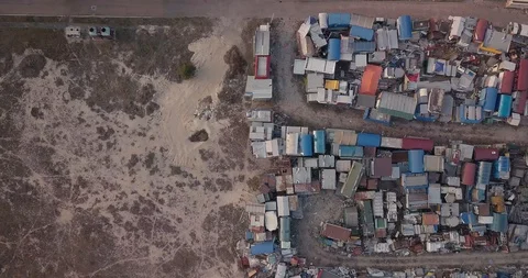 Top view of a dump of iron stalls at sunset Stock Footage 128658887