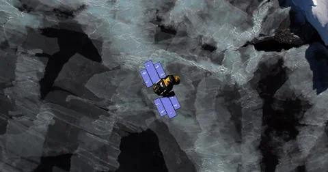 Top view of Earth-observing ICESat spacecraft in orbit above The Bellinghausen S Video stock 66289964