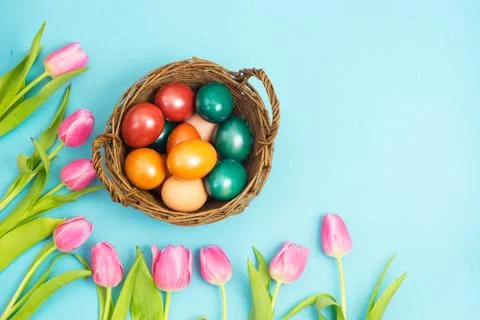 Top view of Easte still life Stock Photos