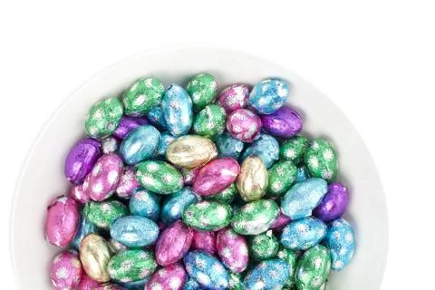 Top view of easter egg chocolates Stock Photos