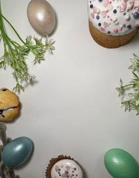 Top view of Easter holiday frame Stock Photos