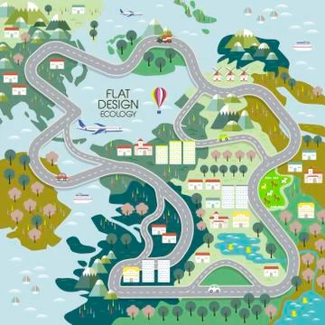 Top view of ecology concept in flat Stock Illustration