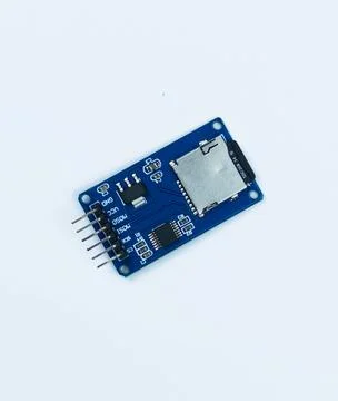 Top view of electronic components such as PCB Stock Photos
