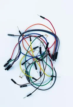 Top view of electronic components such as PCB Stock Photos