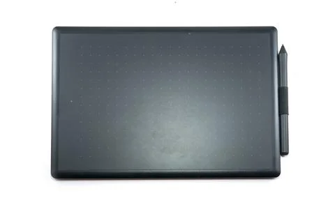 Top view, Electronic drawing pen tablet isolated on white background Stock Photos