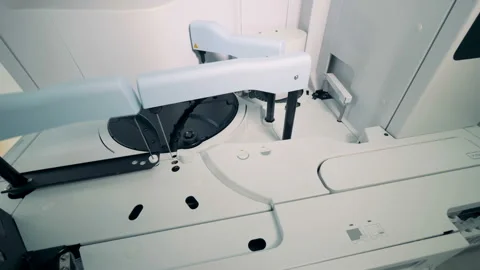 Top view of elements of a biochemical analyzer during working process Stock Footage 93736810