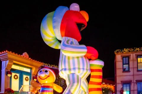 Top view of Elmos float Sesame Street Christmas Parade at Seaworld Stock Photos