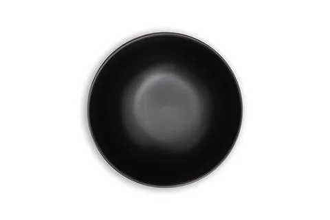 Top view-Empty black ceramic round dish plate isolated on white background Stock Photos