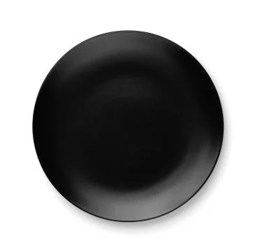 Top view of empty black plate Stock Photos