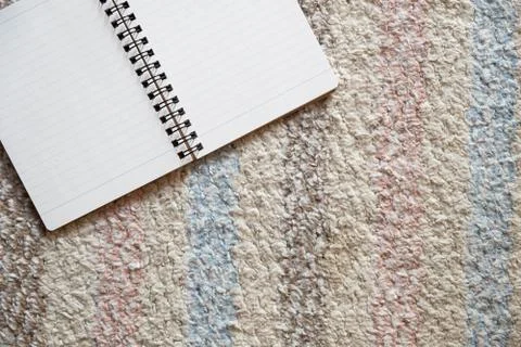 Top view of empty book on floor, education background, copy space Stock Photos