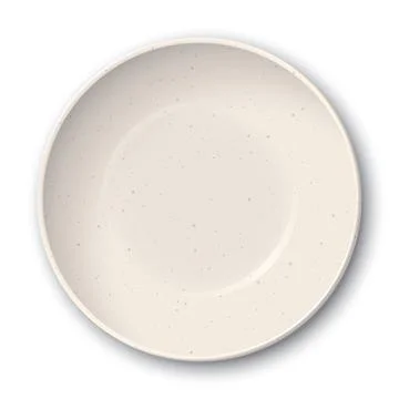 Top view of empty circle bowl beige color with grainy texture on white back.. Stock Illustration