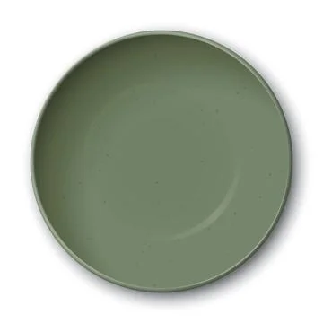 Top view of empty circle bowl green color with grainy texture on white back.. Stock Illustration