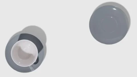 Top view of empty coffee cup and saucer on white background Stock Photos