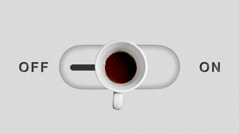 Top view. Empty coffee white mug switches and is filled with hot, aromatic coffe 스톡 동영상 170432907