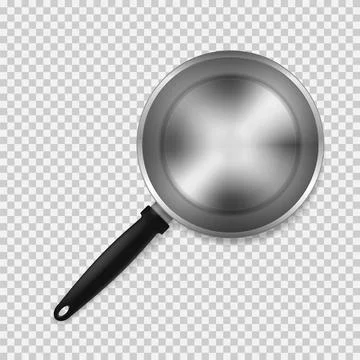 Top view of empty frying pan isolated on transparent background. Vector illus Stock Illustration