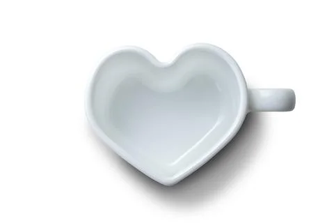 Top view of an empty heart-shaped coffee cup isolated on white Stock Photos
