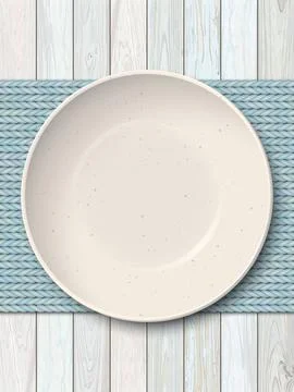 Top view of empty ivory bowl with with grainy texture placed on a light blu.. Stock Illustration