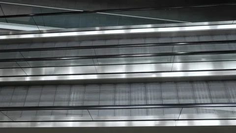 Top view of empty moving walkway escalator in a station,transport technology 4k Stock Footage 231020977