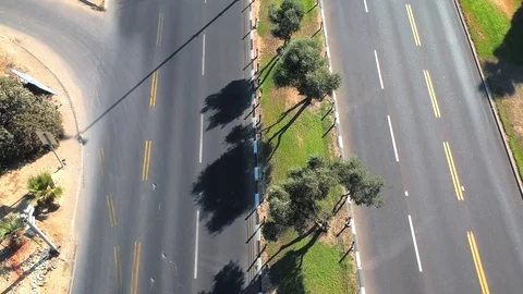 Top view of empty multi lane road Stock Footage 80551055