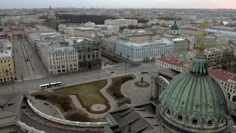Top view of the empty Nevsky prospect at daytime Stock Footage 154474540