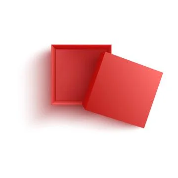 Top view on empty open red paper box in realistic 3d vector illustration. Illustrazione stock