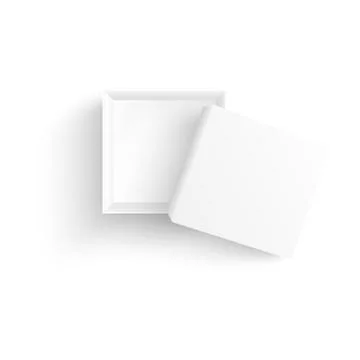 Top view of empty open white paper box in realistic 3d style. Stockillustratie