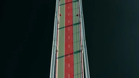 Top view of an empty pedestrian bridge across the river in Kiev, Ukraine Stock Footage 234776444