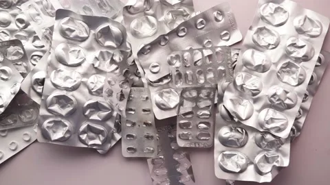 Top view of empty pills of blister pack on table Stock Footage 170186073