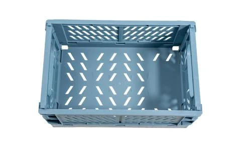 Top view of an empty plastic storage box, isolated on a white background. Stock Photos