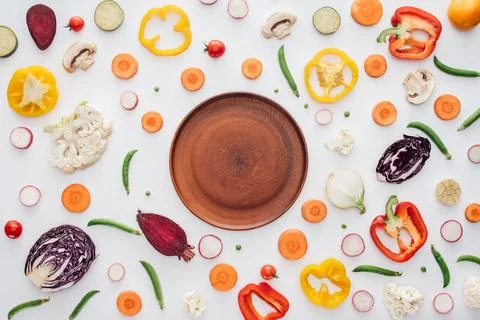 Top view empty plate fresh Stock Photos