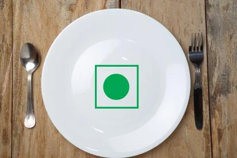 Top view empty plate on rustic wooden table Foto stock