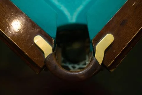 Top view of an empty pocket on a billiard table. Empty beautiful pocket for Stock Photos