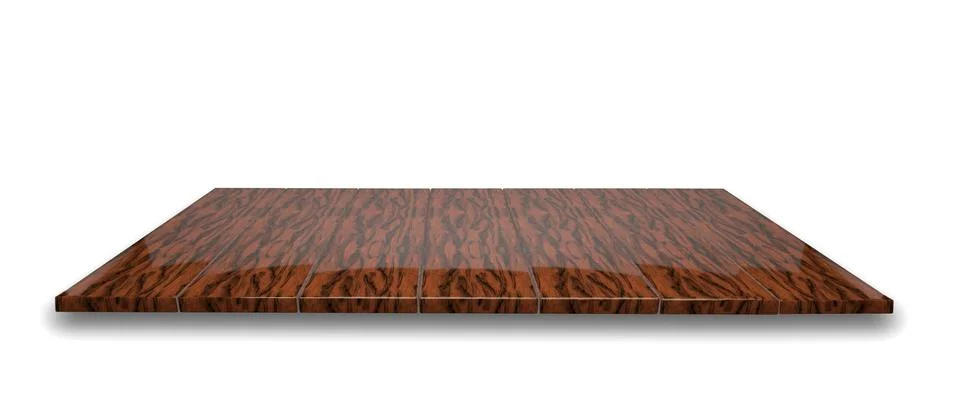 Top view on empty polished dark wooden table or counter isolated on white bac イラスト素材