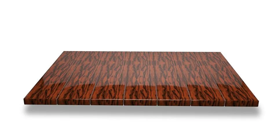 Top view on empty polished dark wooden table or counter isolated on white bac イラスト素材