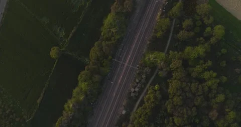 Top view of empty railway track in india shot with drone Vídeo Stock 329743937