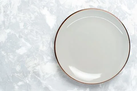Top view empty round plate on light-white background plate kitchen food pho.. Stock Photos