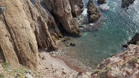 Top view of an empty small creek with high cliffs and pristine water Stock Footage 121688661