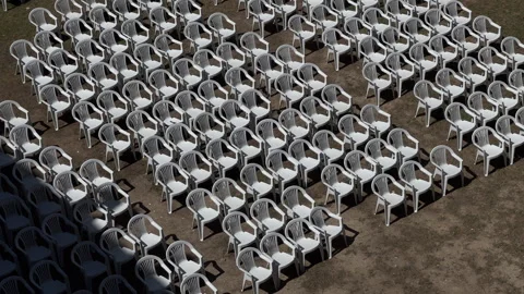 Top view of empty spectators' chairs Video stock 250293812